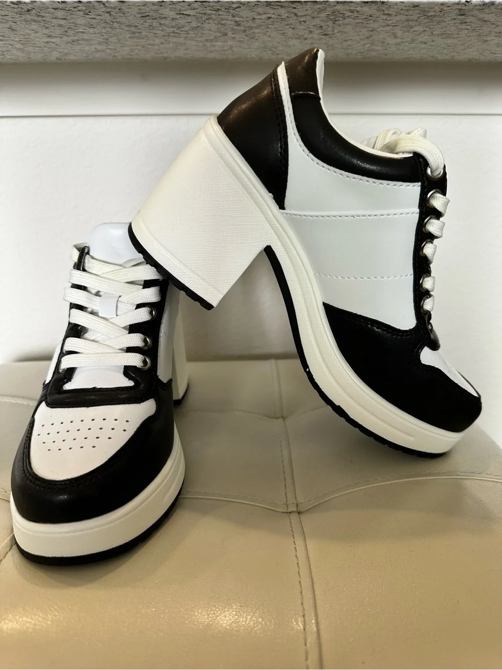 Madden Girl Black and White Platform Sneakers with Thick Sole